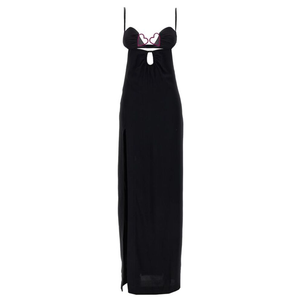 Nensi Dojaka Black Viscose Long Women's Dress